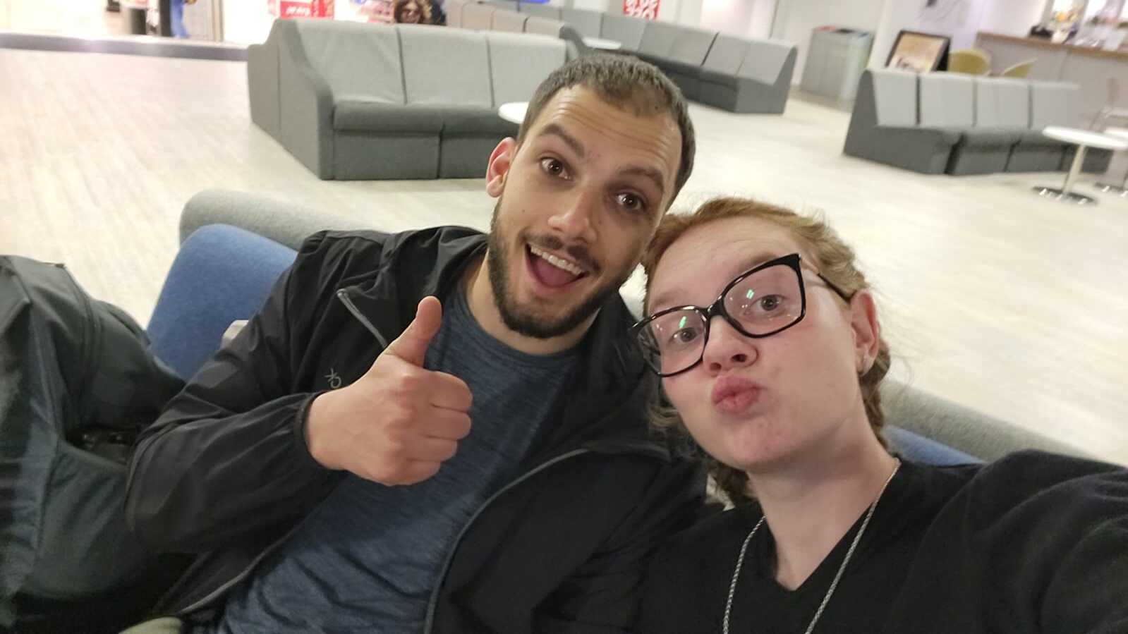 Eli and Lili at the airport