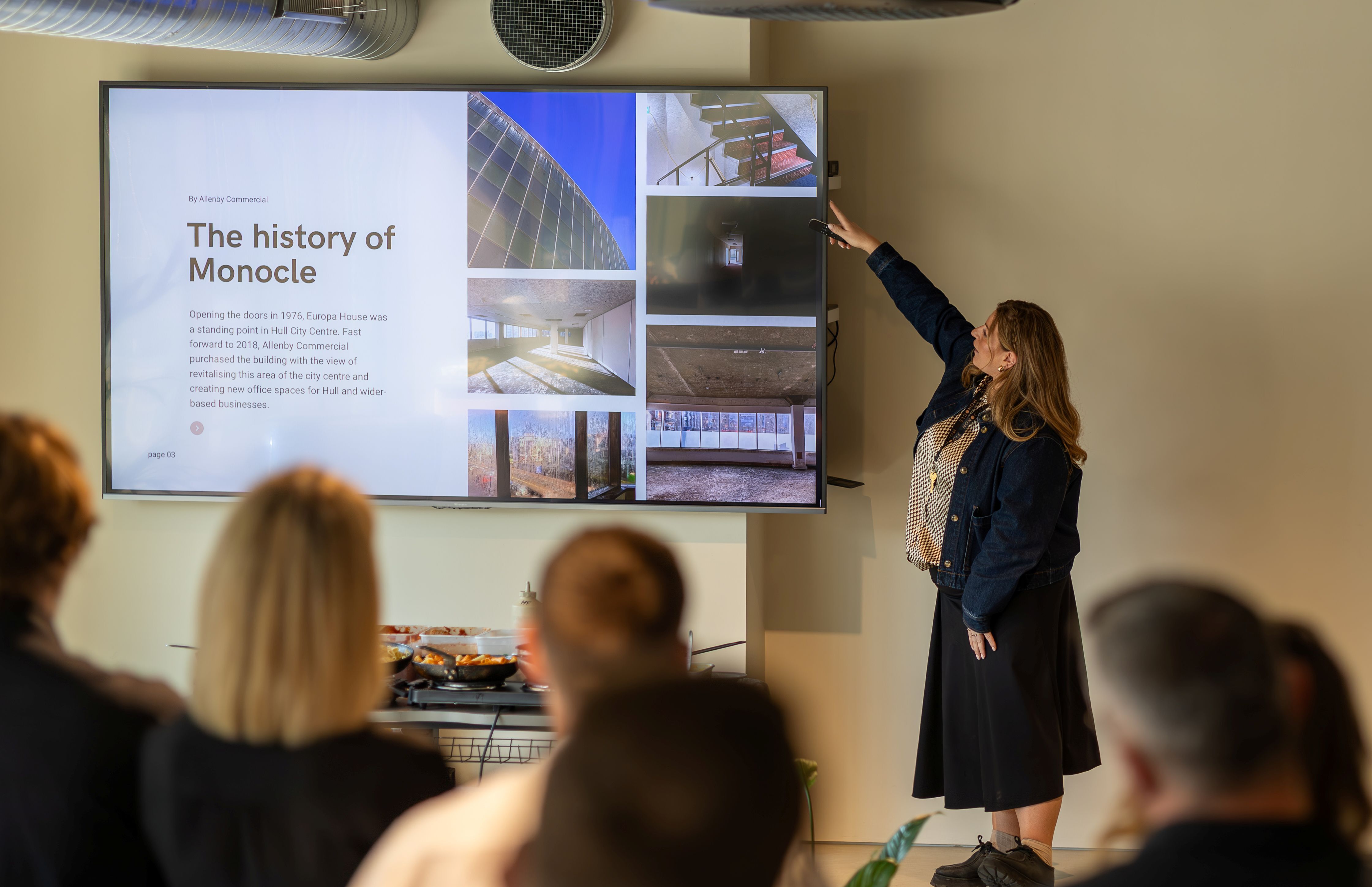 Georgia Allenby talking to guests about Monocle at One SC Medias launch event