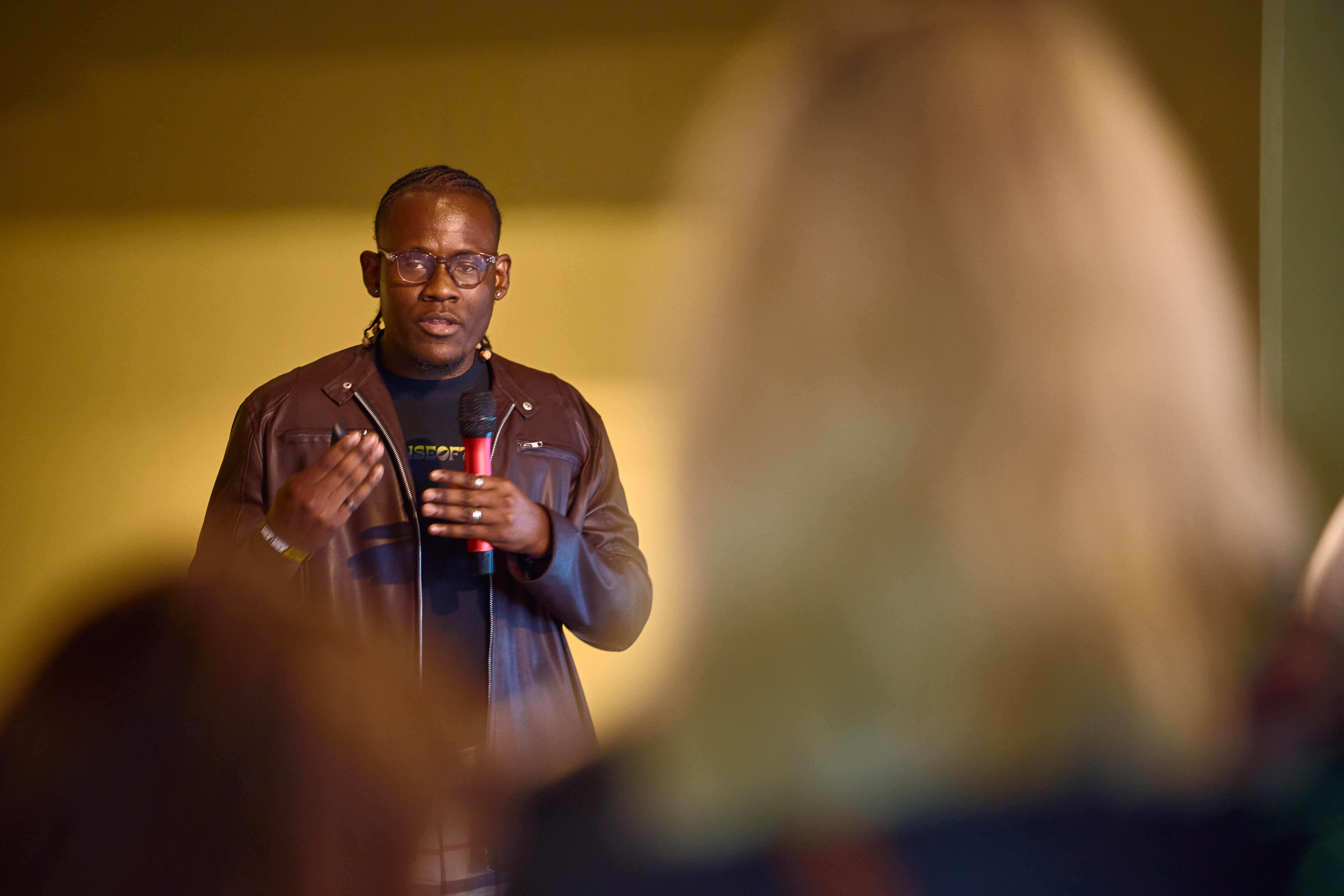 Seguntuyi Onakoya speaking at the Vision Reveal event at Monocle