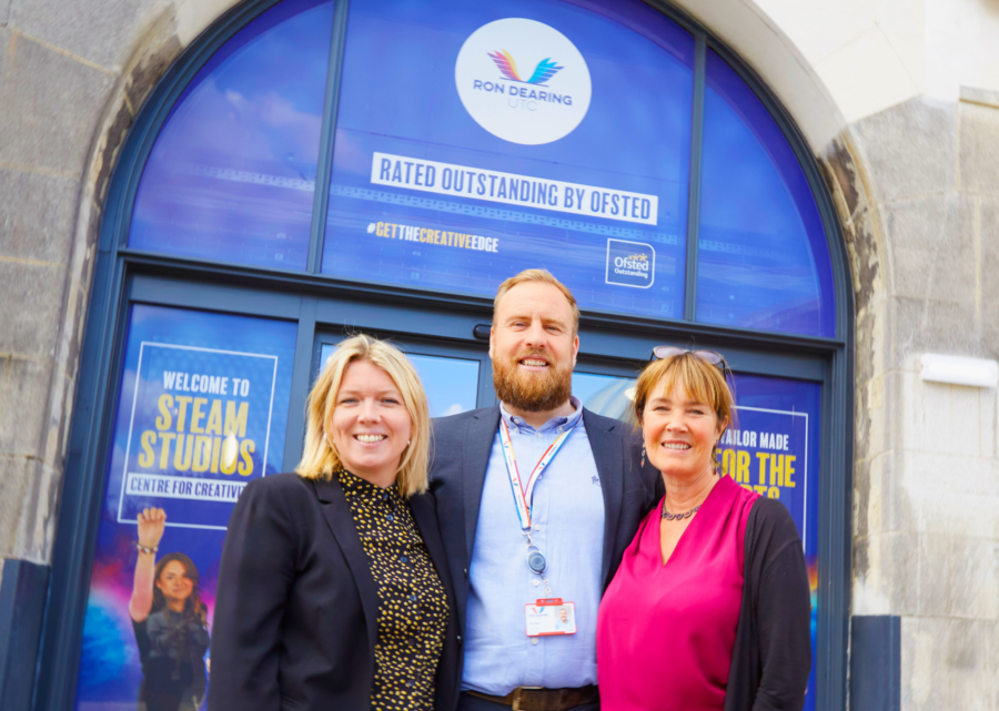 Polly Sowden Sarah Pashley Principal at Ron Dearing UTC and Steve Willacy Head of School at Ron Dearing UTC