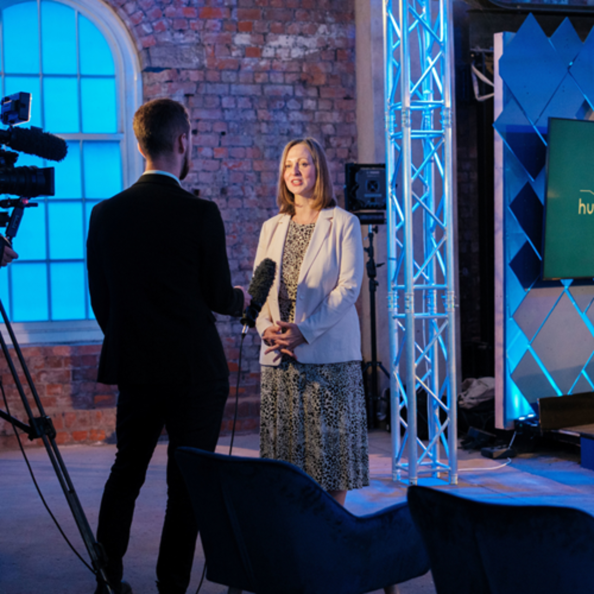 Jo barnes being interviewed by itv calendar