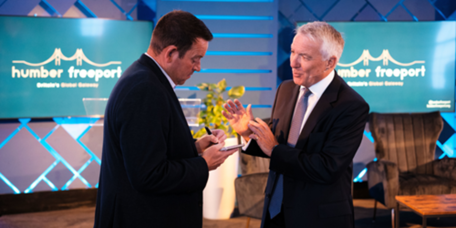 Simon bird of abp being interviewed by david laister of business live humber